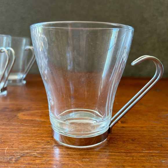 Bormioli Rocco Spanish Glass Coffee Mugs with Stainless Steel Handles - Picture 2 of 4